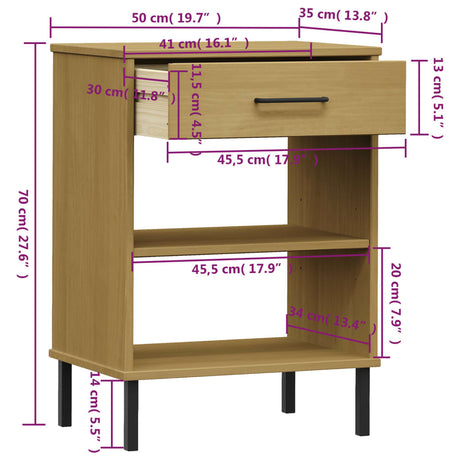 Console Cabinet With Metal Legs Solid Wood Pine Oslo