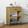 Console Cabinet With Metal Legs Solid Wood Pine Oslo