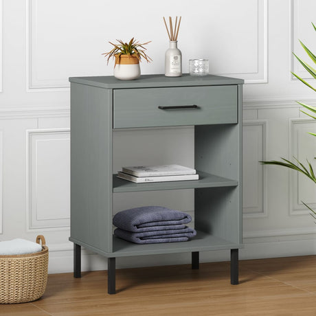 Console Cabinet With Metal Legs Solid Wood Pine Oslo