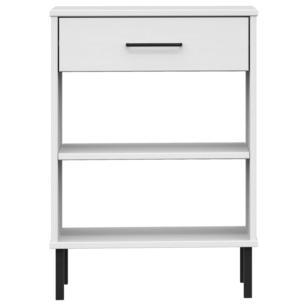 Console Cabinet with Metal Legs White Solid Wood Pine OSLO
