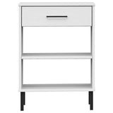 Console Cabinet with Metal Legs White Solid Wood Pine OSLO