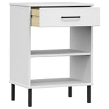 Console Cabinet with Metal Legs White Solid Wood Pine OSLO