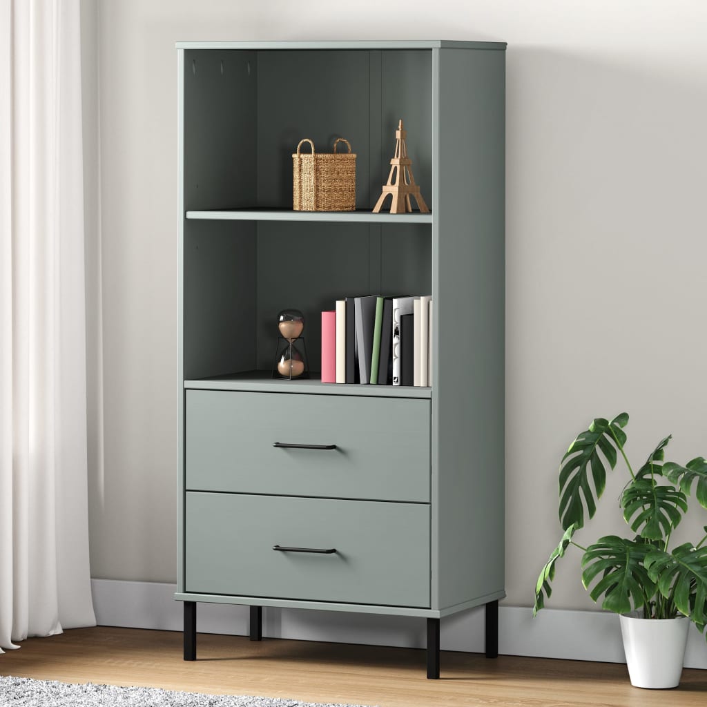 Bookcase With 2 Drawers 60X35X128.5 Cm Solid Wood Oslo