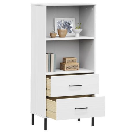 Bookcase With 2 Drawers 60X35X128.5 Cm Solid Wood Oslo