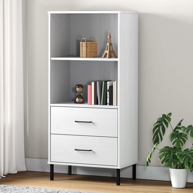Bookcase With 2 Drawers 60X35X128.5 Cm Solid Wood Oslo