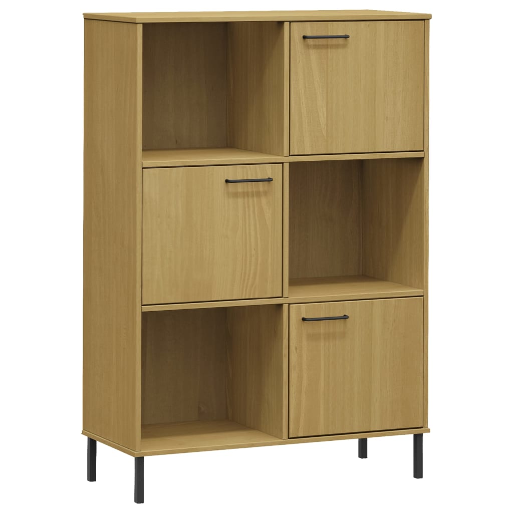 Bookcase With Metal Legs 90X35X128.5 Cm Solid Wood Oslo