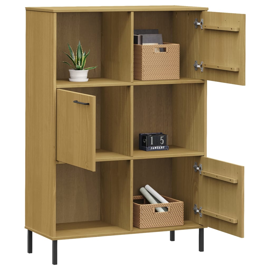 Bookcase With Metal Legs 90X35X128.5 Cm Solid Wood Oslo