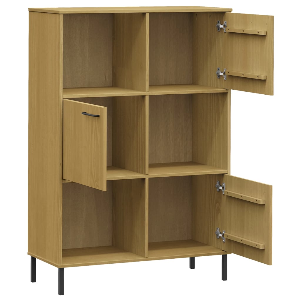 Bookcase With Metal Legs 90X35X128.5 Cm Solid Wood Oslo