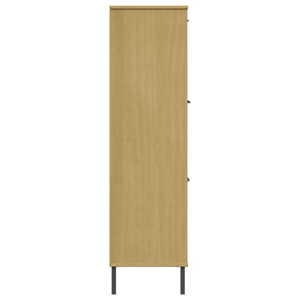 Bookcase With Metal Legs 90X35X128.5 Cm Solid Wood Oslo