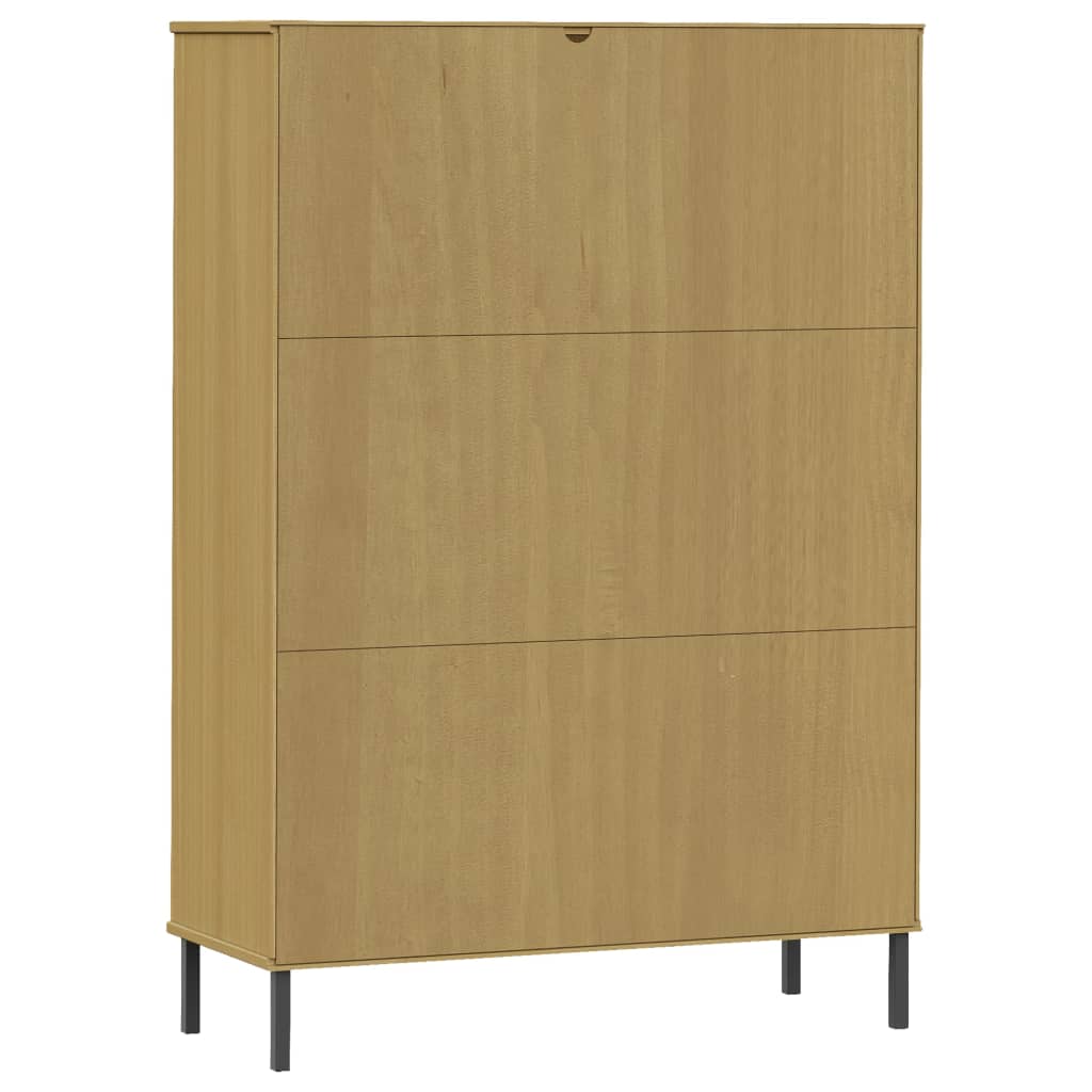 Bookcase With Metal Legs 90X35X128.5 Cm Solid Wood Oslo