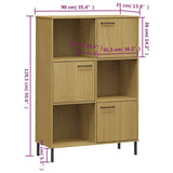 Bookcase With Metal Legs 90X35X128.5 Cm Solid Wood Oslo