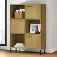 Bookcase With Metal Legs 90X35X128.5 Cm Solid Wood Oslo