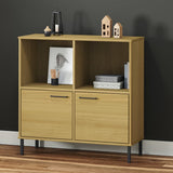 Bookcase With Metal Legs 90X35X90.5 Cm Solid Wood Oslo