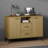 Sideboard With Metal Legs 113X40X77 Cm Solid Wood Oslo