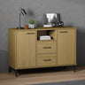 Sideboard With Metal Legs 113X40X77 Cm Solid Wood Oslo