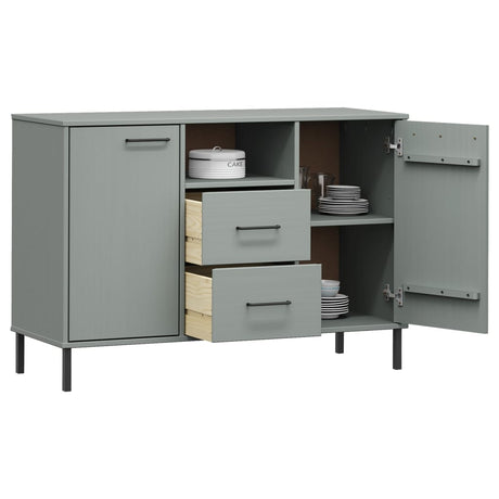 Sideboard With Metal Legs 113X40X77 Cm Solid Wood Oslo