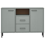 Sideboard With Metal Legs 113X40X77 Cm Solid Wood Oslo