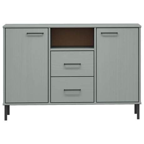 Sideboard With Metal Legs 113X40X77 Cm Solid Wood Oslo