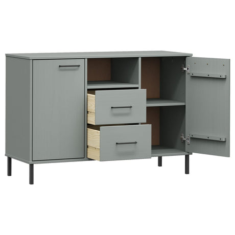 Sideboard With Metal Legs 113X40X77 Cm Solid Wood Oslo