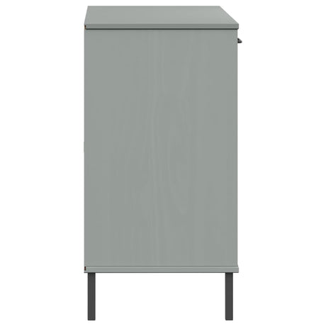 Sideboard With Metal Legs 113X40X77 Cm Solid Wood Oslo