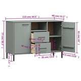 Sideboard With Metal Legs 113X40X77 Cm Solid Wood Oslo