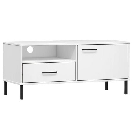 Tv Cabinet With Metal Legs Solid Wood Pine Oslo