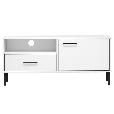 Tv Cabinet With Metal Legs Solid Wood Pine Oslo