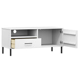 Tv Cabinet With Metal Legs Solid Wood Pine Oslo