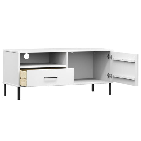 Tv Cabinet With Metal Legs Solid Wood Pine Oslo