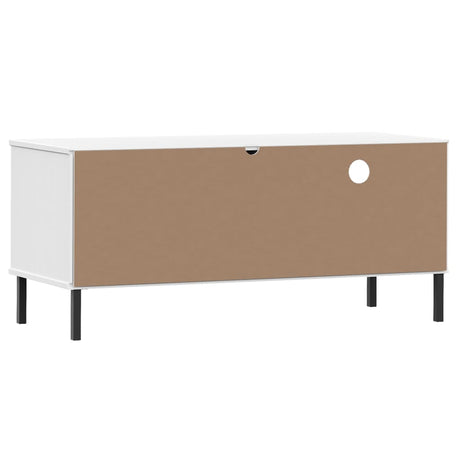 Tv Cabinet With Metal Legs Solid Wood Pine Oslo