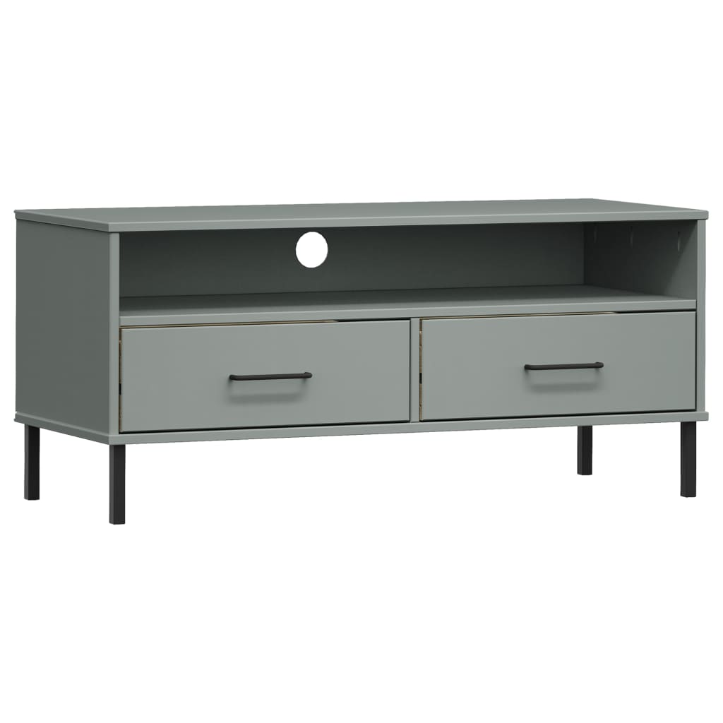 Tv Cabinet With Metal Legs Solid Wood Pine Oslo