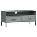 Tv Cabinet With Metal Legs Solid Wood Pine Oslo