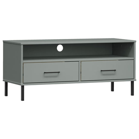 Tv Cabinet With Metal Legs Solid Wood Pine Oslo