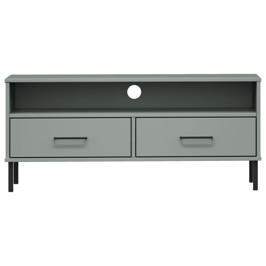Tv Cabinet With Metal Legs Solid Wood Pine Oslo