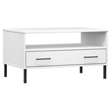 Coffee Table With Metal Legs 85X50X45Cm Solid Wood Oslo