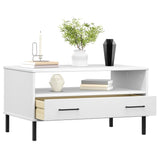 Coffee Table With Metal Legs 85X50X45Cm Solid Wood Oslo