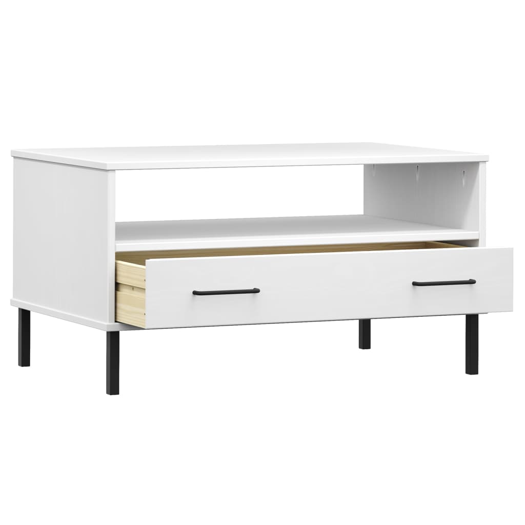 Coffee Table With Metal Legs 85X50X45Cm Solid Wood Oslo