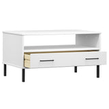 Coffee Table With Metal Legs 85X50X45Cm Solid Wood Oslo