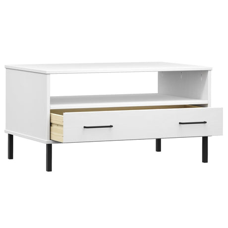 Coffee Table With Metal Legs 85X50X45Cm Solid Wood Oslo