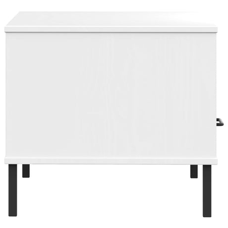 Coffee Table With Metal Legs 85X50X45Cm Solid Wood Oslo