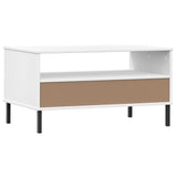 Coffee Table With Metal Legs 85X50X45Cm Solid Wood Oslo