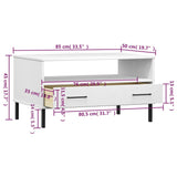 Coffee Table With Metal Legs 85X50X45Cm Solid Wood Oslo