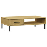Coffee Table With Metal Legs Solid Wood Pine Oslo