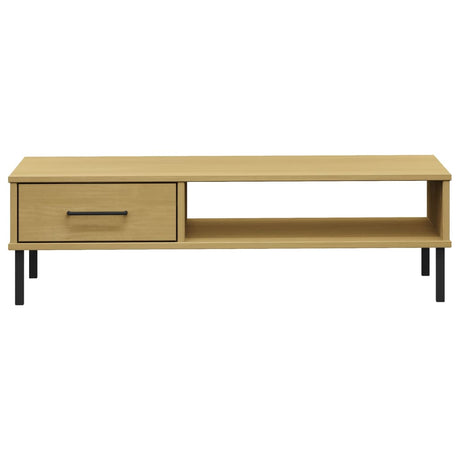 Coffee Table With Metal Legs Solid Wood Pine Oslo