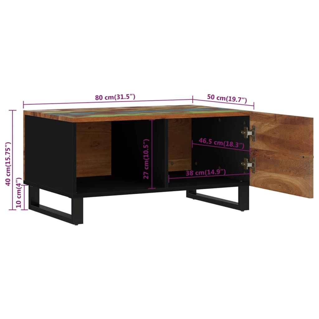 Coffee Table 80X50X40 Cm Solid Wood Reclaimed&Engineered Wood