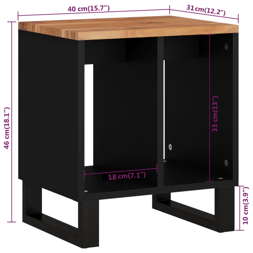 Side Table 40X31X46 Cm Solid Wood Acacia&Engineered Wood