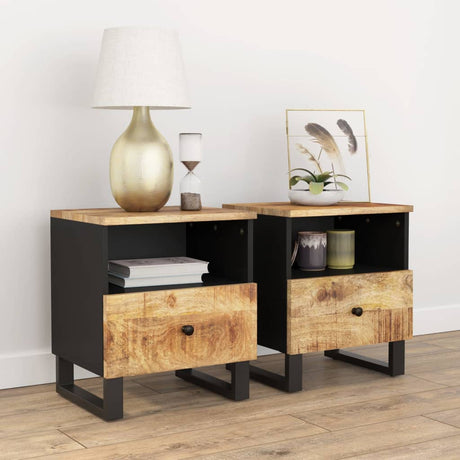 Bedside Cabinet Solid Wood Mango&Engineered Wood