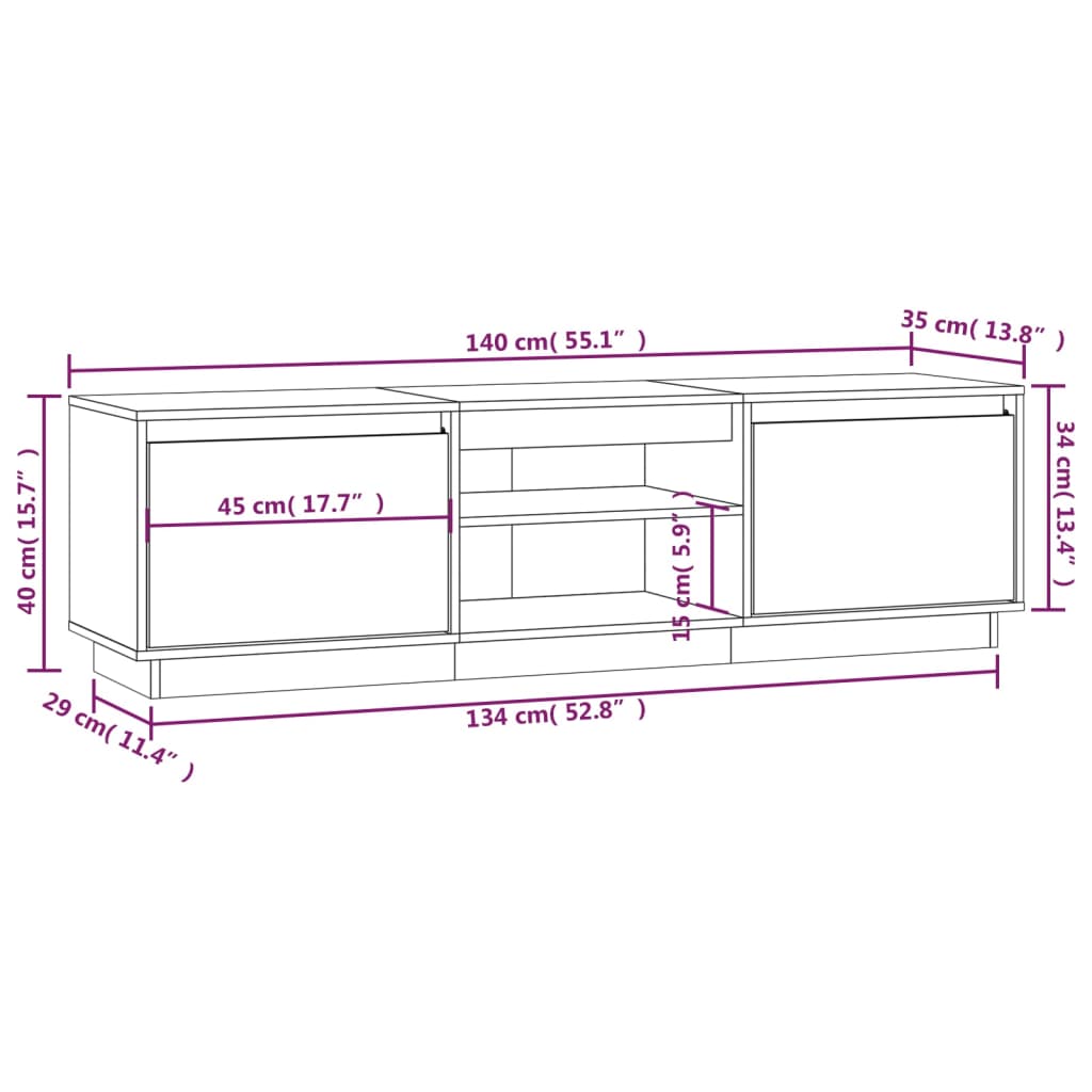 Tv Cabinet 140X35X40 Cm Solid Wood Pine
