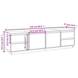 Tv Cabinet 176X37X47.5 Cm Solid Wood Pine