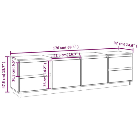 Tv Cabinet 176X37X47.5 Cm Solid Wood Pine